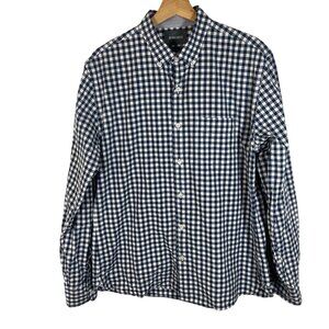 Bonobos Slim Fit Gingham Plaid Long Sleeve Button Down Shirt Men L Blue